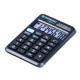 Kalkulator kieszonkowy donau tech, 8-cyfr. wyświetlacz, wym. 89x58x11 mm, czarny