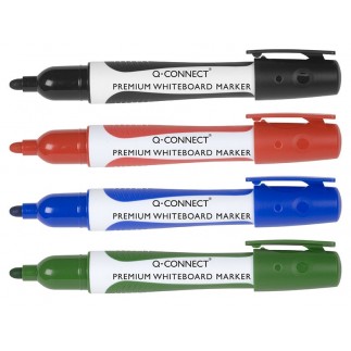 Marker do tablic q-connect premium, gum. rękojeść, okrągły, 2-3mm (linia), czerwony - 10 szt