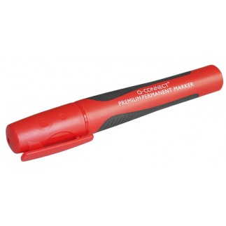 Marker do tablic q-connect premium, gum. rękojeść, okrągły, 2-3mm (linia), czerwony - 10 szt