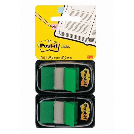 Zakładki indeksujące post-it® (680-g2eu), pp, 25,4x43,2mm, 2x50 kart., zielone