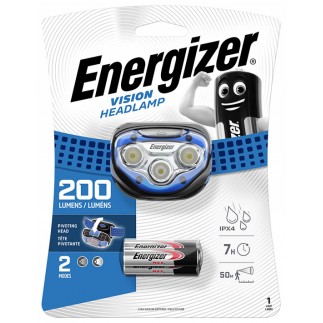 Latarka czołowa energizer headlight vision + 3szt. baterii aaa, niebieska