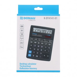 Kalkulator biurowy donau tech, 14-cyfr. wyświetlacz, wym. 190x143x40 mm, czarny
