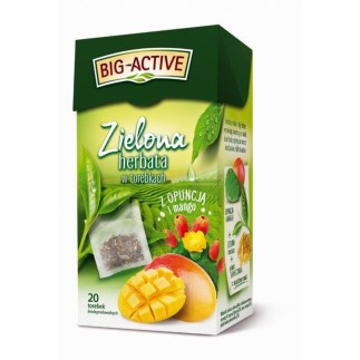 Herbata big active, zielona z opuncją i mango, 20 torebek