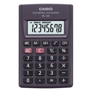 Kalkulator kieszonkowy casio hl-4a-b, 8-cyfrowy, 56x87mm, czarny