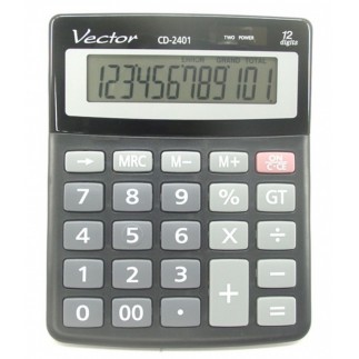 Kalkulator biurowy vector kav cd-2401 blk, 12-cyfrowy, 103x130mm, czarny