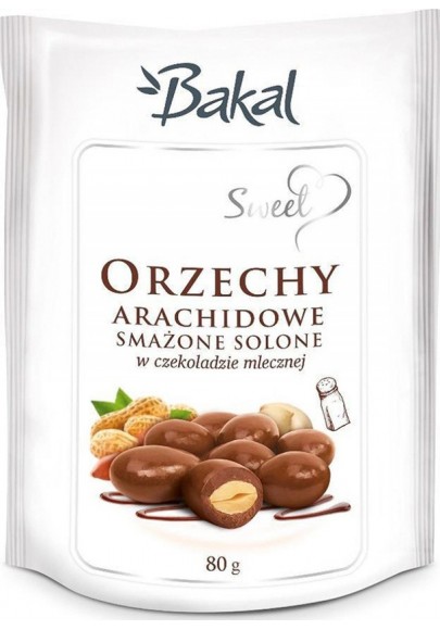 Orzechy arachidowe smażone solone w czekoladzie BAKAL Sweet, 80g