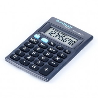 Kalkulator kieszonkowy donau tech, 8-cyfr. wyświetlacz, wym. 85x56x9 mm, czarny