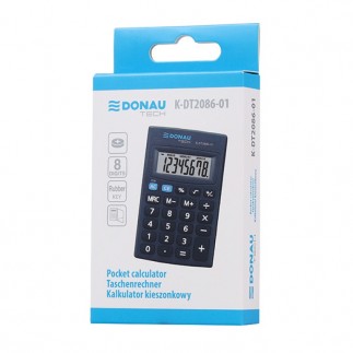 Kalkulator kieszonkowy donau tech, 8-cyfr. wyświetlacz, wym. 85x56x9 mm, czarny