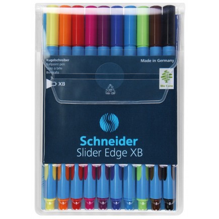 Zestaw długopisów w etui schneider slider edge, xb, 10 szt., miks kolorów
