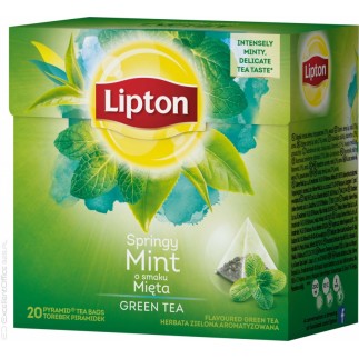 Herbata lipton, piramidki, 20 torebek, zielona z miętą