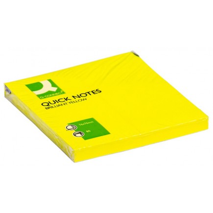 Bloczek samoprzylepny q-connect brilliant, 76x76mm, 1x80 kart., żółty - 6 szt
