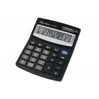 Kalkulator biurowy vector kav vc-812, 12-cyfrowy, 101x124mm, czarny
