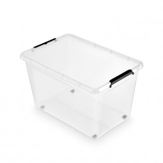 Pojemnik do przechowywania moxom simple box, 60l, na kółkach, transparentny