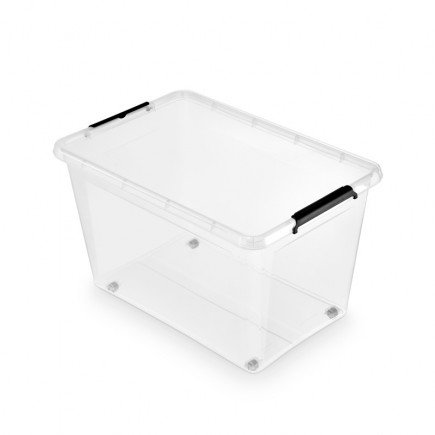Pojemnik do przechowywania moxom simple box, 60l, na kółkach, transparentny