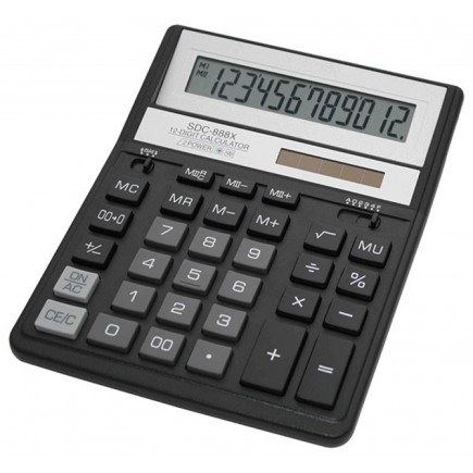 Kalkulator biurowy citizen sdc-888xbk, 12-cyfrowy, 203x158mm, czarny
