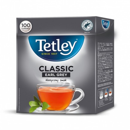 Herbata tetley classic earl grey, 100 torebek po 1,5 g.