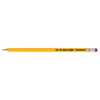 Ołówek drewniany z gumką donau, hb, lakierowany, żółty