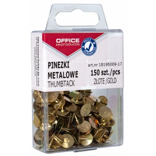 Pinezki metalowe office products, w pudełku, 150 szt., złote
