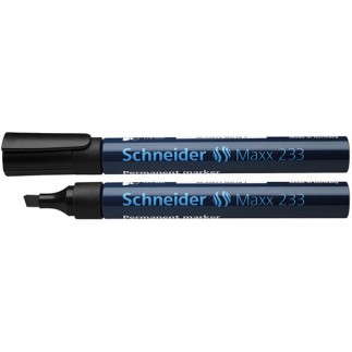 Marker permanentny schneider maxx 233, ścięty, 1-5mm, czarny - 10 szt