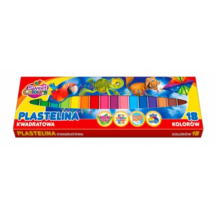 Plastelina sweet colours, kwadratowa, 18 kolorów