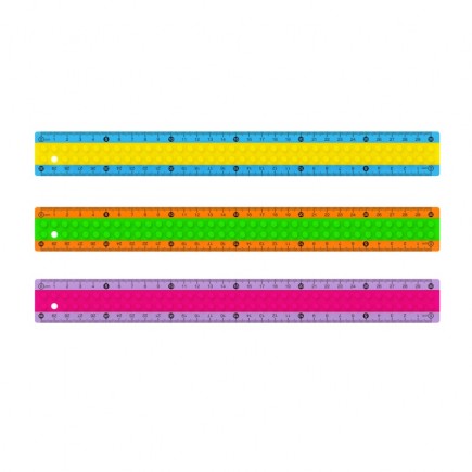 Linijka plastikowa keyroad, w kształcie klocka lego, 30cm, zawieszka, mix kolorów