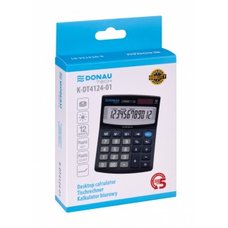 Kalkulator biurowy donau tech, 12-cyfr. wyświetlacz, wym. 122x100x32 mm, czarny