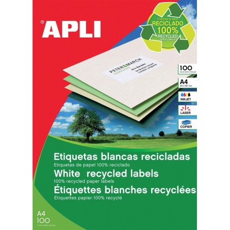 Etykiety ekologiczne APLI, 105x148mm, prostokątne, białe