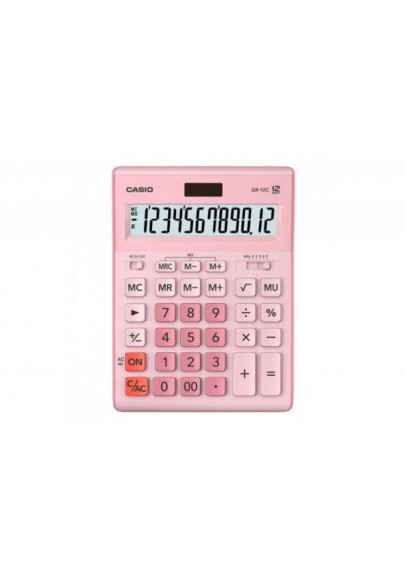 Kalkulator biurowy casio gr-12c-pk, 12-cyfrowy, 155x210mm, różowy