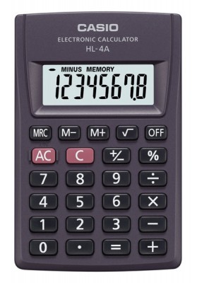 Kalkulator kieszonkowy, CASIO HL-4A-S, 8-cyfrowy, 56x87mm, czarny