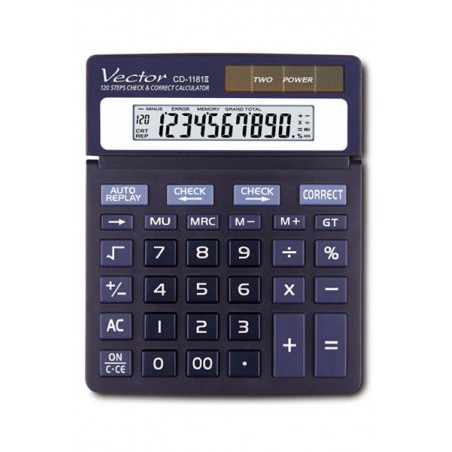 Kalkulator biurowy vector kav cd-1181ii, 10-cyfrowy, 120x151mm, czarny