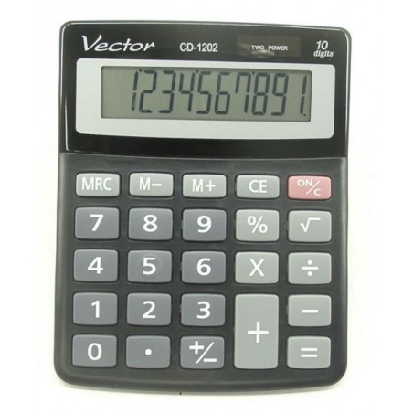 Kalkulator biurowy, VECTOR, KAV CD-1202 BLK,10-cyfrowy, 103x130mm, czarny
