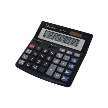 Kalkulator biurowy vector kav cd-2455 blk, 12-cyfrowy, 160x155mm, czarny