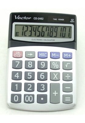 Kalkulator biurowy, VECTOR, KAV CD-2462,12-cyfrowy115x155mm, szary