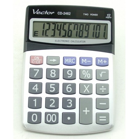 Kalkulator biurowy, VECTOR, KAV CD-2462,12-cyfrowy115x155mm, szary
