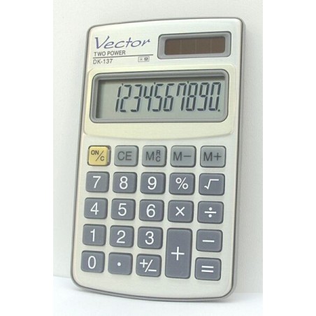 Kalkulator kieszonkowy, VECTOR, KAV DK-137,10-cyfrowy, 61x102mm, metalowy