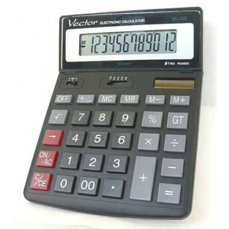 Kalkulator biurowy, VECTOR, KAV DK-206 BLK,12-cyfrowy 155x200mm,czarny