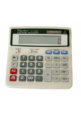 Kalkulator biurowy, VECTOR, KAV DK-209DM GRAY,12-cyfrowy 152x160mm, szary