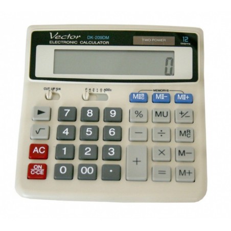 Kalkulator biurowy, VECTOR, KAV DK-209DM GRAY,12-cyfrowy 152x160mm, szary
