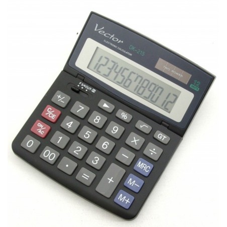 Kalkulator biurowy vector kav dk-215 blk, 12-cyfrowy, 112x135mm, czarny