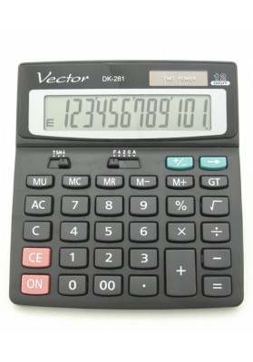 Kalkulator biurowy, VECTOR, KAV DK-281 BLK,12-cyfrowy 150x138mm, czarny