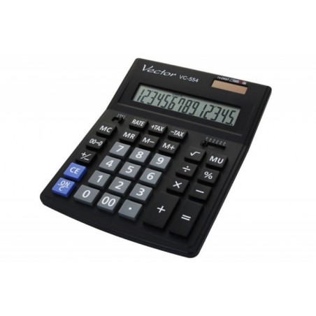 Kalkulator biurowy, VECTOR, KAV VC-554x, 14-cyfrowy,153x199mm, czarny