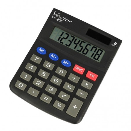 Kalkulator biurowy, VECTOR, KAV VC-805, 8-cyfrowy, 104x131mm, czarny