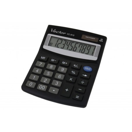 Kalkulator biurowy, VECTOR, KAV VC-810,10-cyfrowy, 01x124mm,czarny