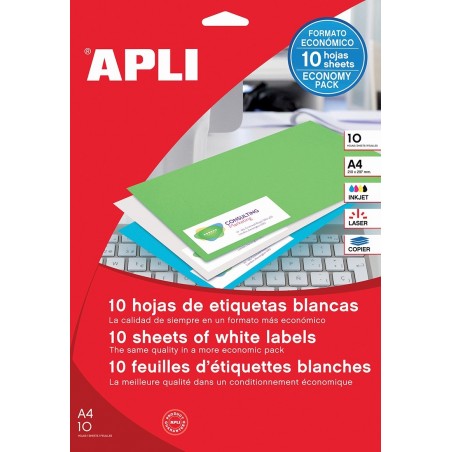 Etykiety uniwersalne APLI, 70x37mm, prostokątne, białe 10 ark.