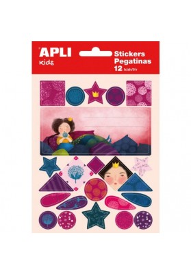 Etykiety na zeszyt APLI, w bloczku, z naklejkami dla dziewczynek, 12+1 ark., mix kolorów