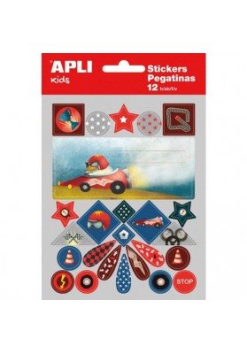 Etykiety na zeszyt APLI, w bloczku, z naklejkami dla chłopców, 12ark., mix kolorów