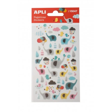 Naklejki APLI Elephants, z brokatem, mix kolorów