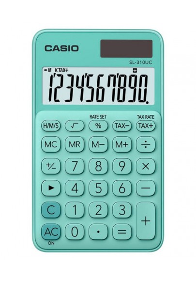 Kalkulator kieszonkowy casio sl-310uc-gn-s, 10-cyfrowy, 70x118mm, zielony