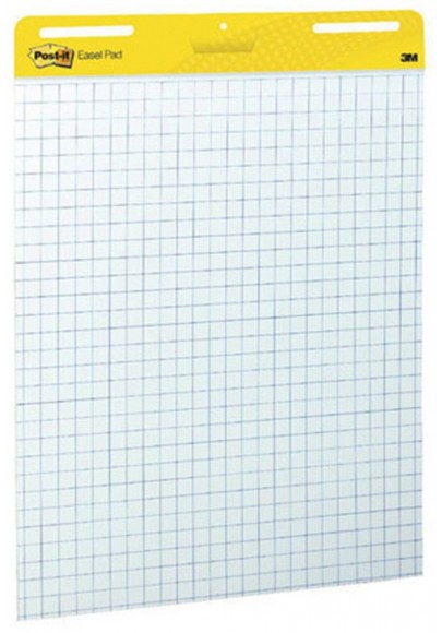 Samoprzylepne arkusze konferencyjne post-it® super sticky, na flipchart, 63,5x76,2cm, w kratkę do wykresów, 30 kart., białe