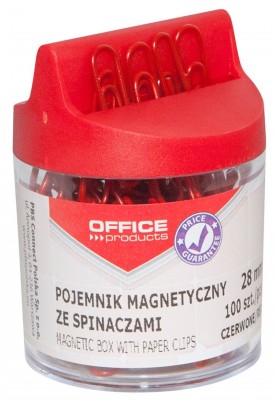Pojemnik magn. na spinacze OFFICE PRODUCTS, okrągły, ze spinaczami, czerwony